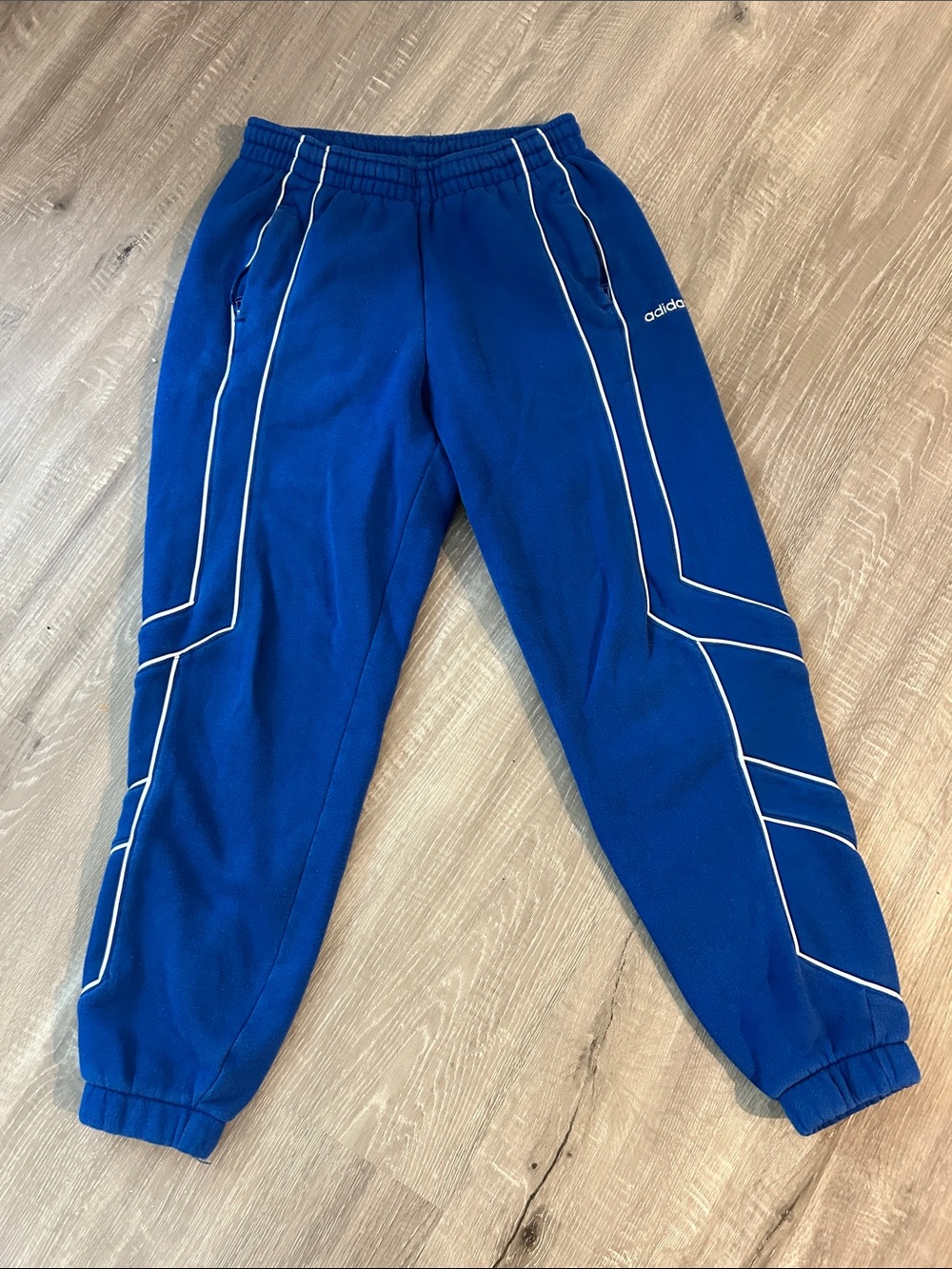 adidas Royal Blue Joggers with White Piping